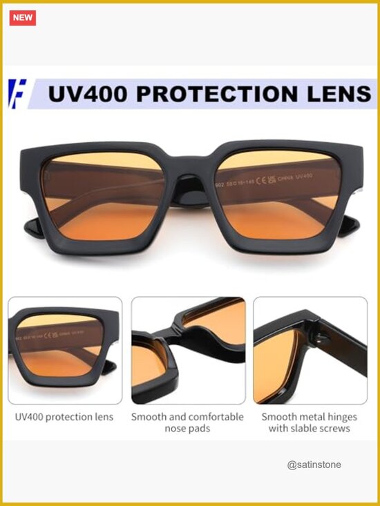 Retro 90s Square Chunky Rectangle Sunglasses UV400 Protection main image 6